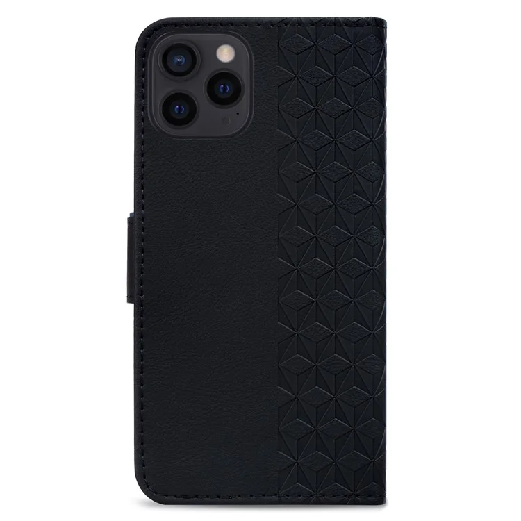 Für iPhone 15 Pro Max Case PU-Leder Brieftasche Geprägte Telefonständer-Abdeckung - Schwarz