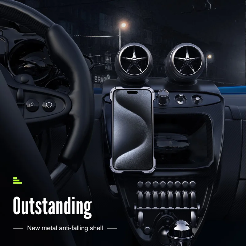 R-JUST RJ-51 For iPhone 15 Pro Max Case PC + Aluminum Alloy Hollow Phone Cover Compatible with MagSafe