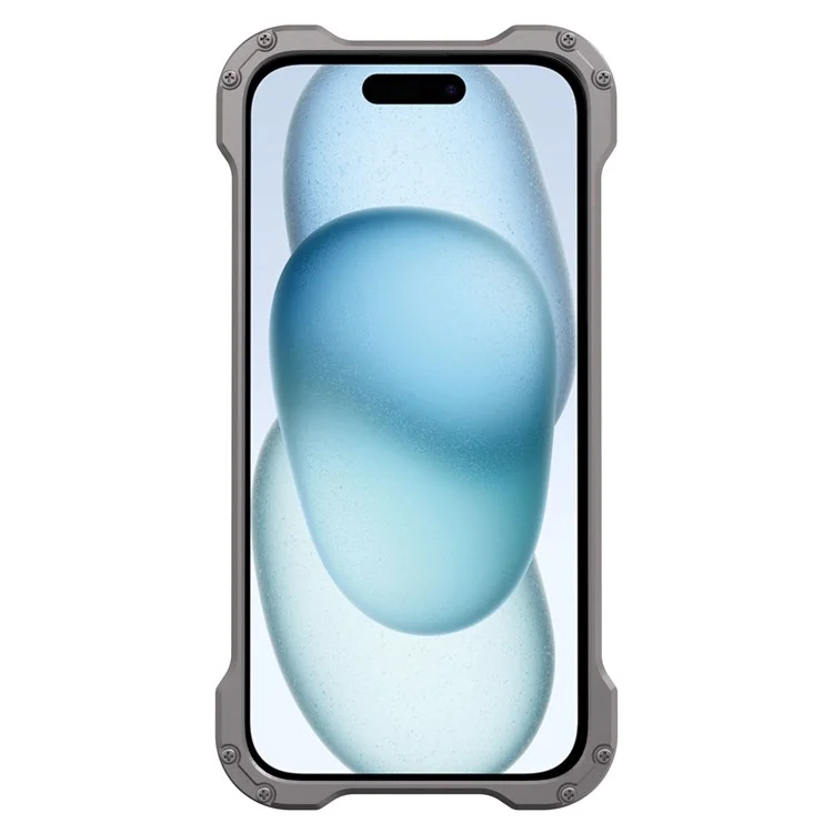 R-JUST RJ-51 For iPhone 15 Case PC + Aluminum Alloy Logo Hole Phone Cover Compatible with MagSafe