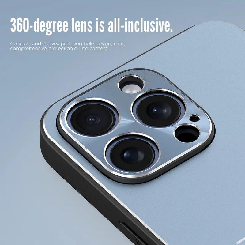 R-JUST RJ-52 for iPhone 15 Pro Anti-Fall Case Three-line Aluminum Alloy + TPU Phone Cover - Black