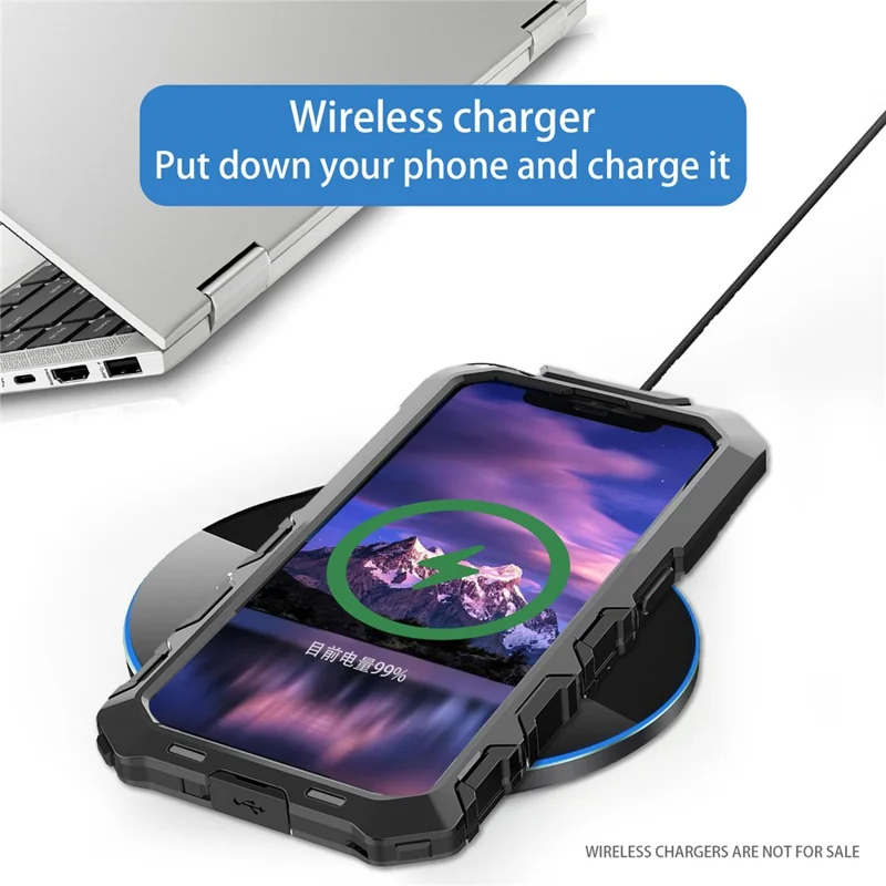 R-JUST For iPhone 15 Case Silicone+Metal Phone Cover with Tempered Glass Film - Black