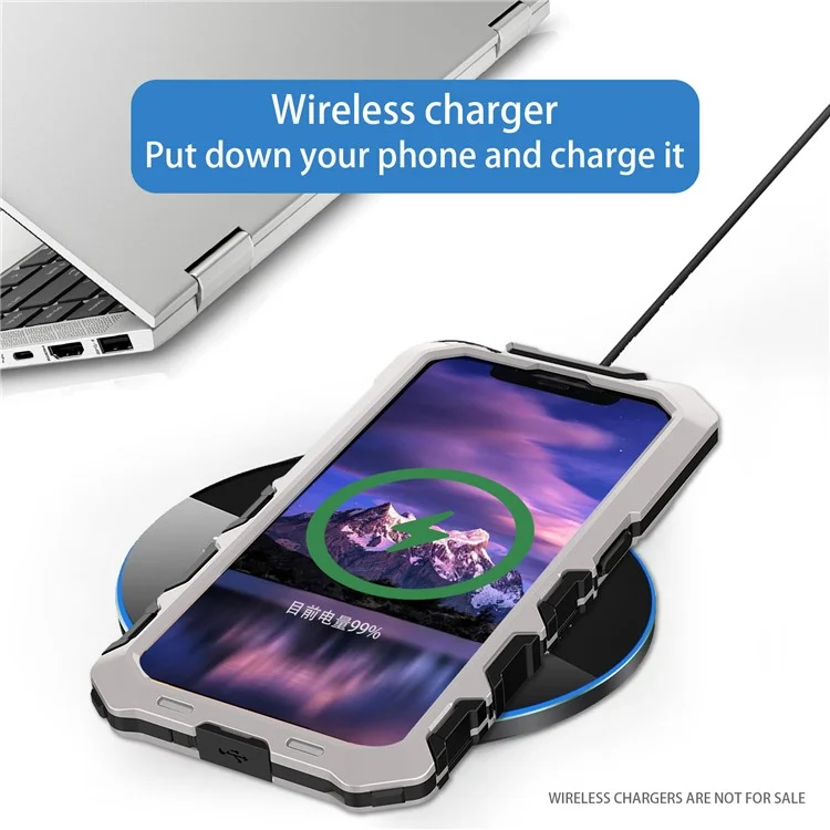 R-JUST para iPhone 15 Pro Max Case Silicone+Metal Anti-drop Phone Cover com Screen Film - Prata