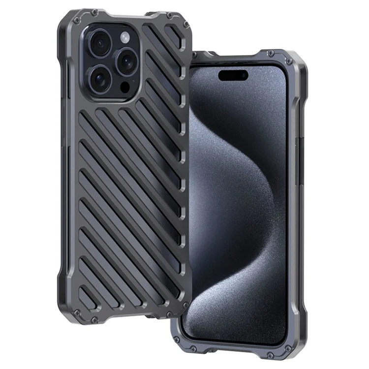 R-JUST RJ-50 Para Capa do iPhone 15 Pro Max Caso Liga de Alumínio Oco Capa de Telefone com Protetor de Lente