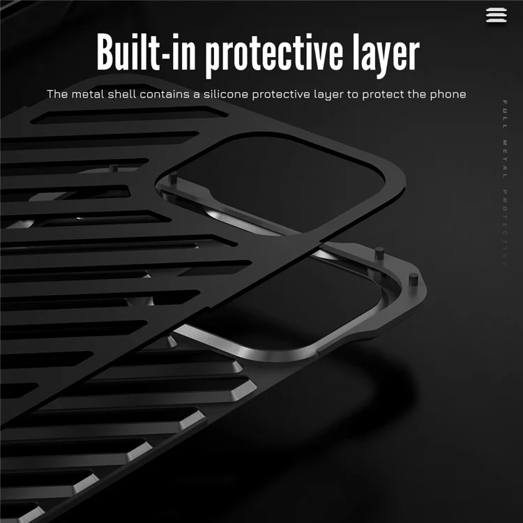 R-JUST RJ-50 Para Capa do iPhone 15 Pro Max Caso Liga de Alumínio Oco Capa de Telefone com Protetor de Lente