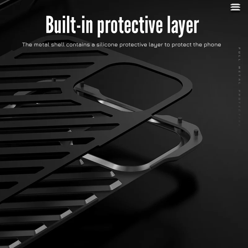 R-JUST RJ-50 Para Caso do iPhone 15 Capa Anti-arranhões Capa de Alumínio Oco Volta com Protetor de Lente