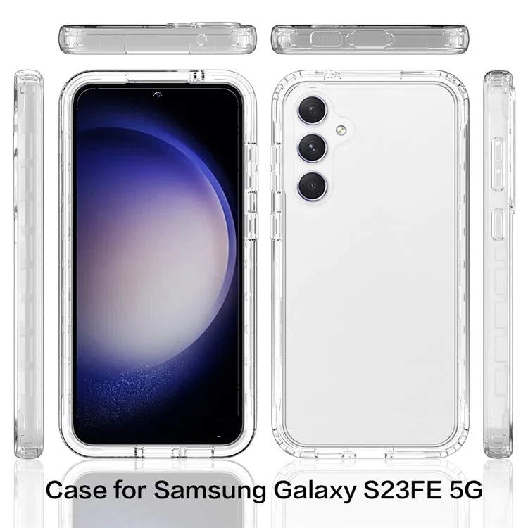 Para Samsung Galaxy S23 FE Case Gradient PC+TPU Capa Protetora de Telefone com Filme de Proteção de Tela PET - Transparente