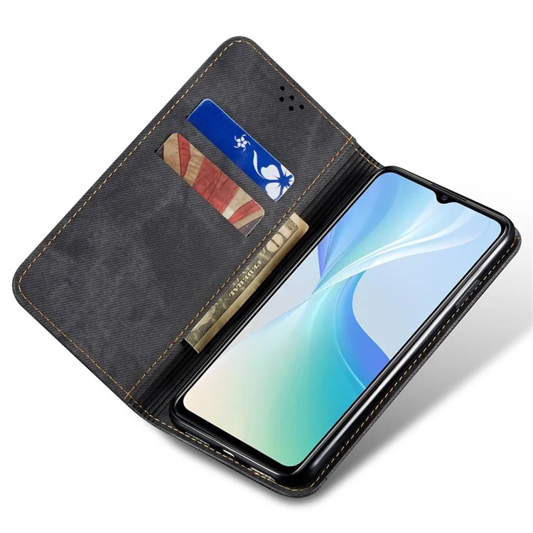 Чехол-бумажник из искусственной кожи для vivo V29e (Global) 5G - черный