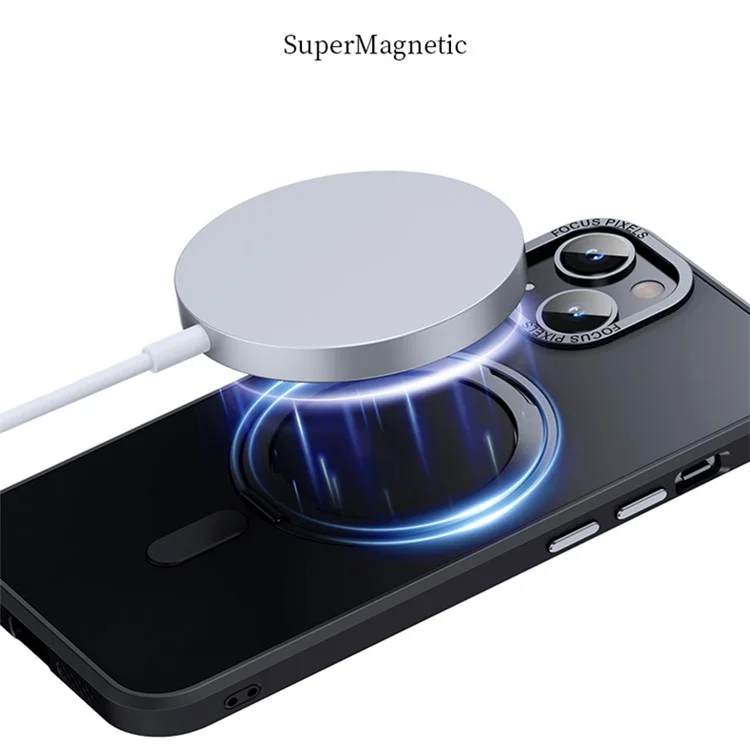 For iPhone 15 Case Rotary Ring Kickstand TPU+PC Matte Phone Cover Compatible with MagSafe - Black