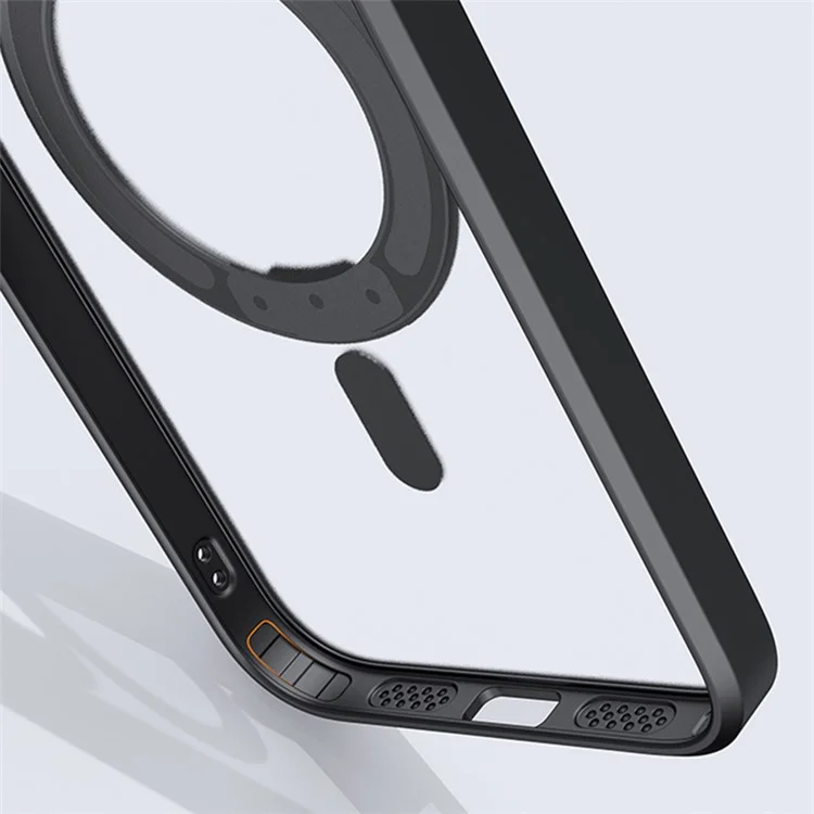 For iPhone 15 Case Rotary Ring Kickstand TPU+PC Matte Phone Cover Compatible with MagSafe - Black