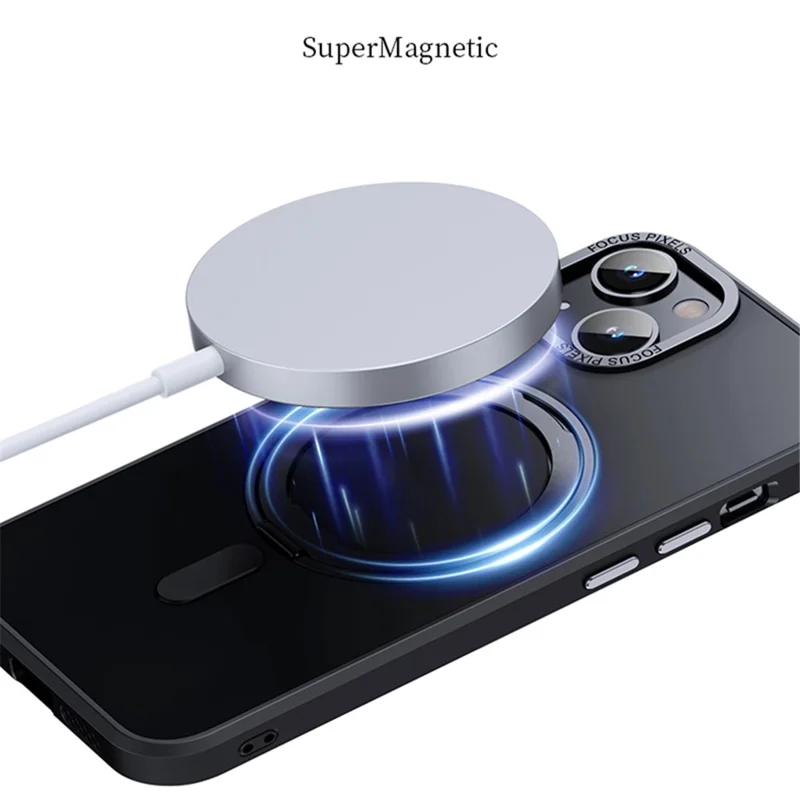 For iPhone 15 Case Rotary Ring Kickstand TPU+PC Matte Phone Cover Compatible with MagSafe - Purple