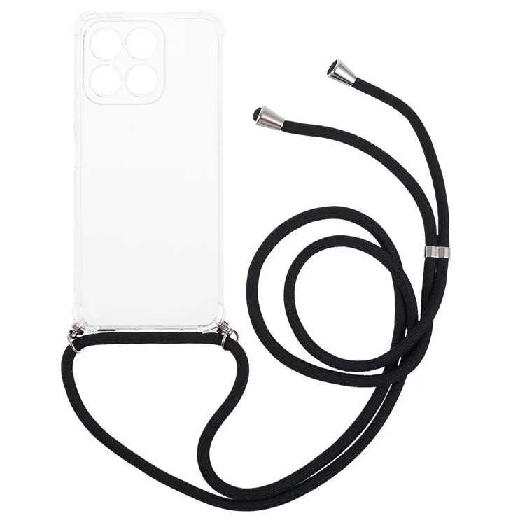 For Honor X8a 4G Custodia TPU Angoli Rinforzati Copertura Telefono Trasparente con Cordino