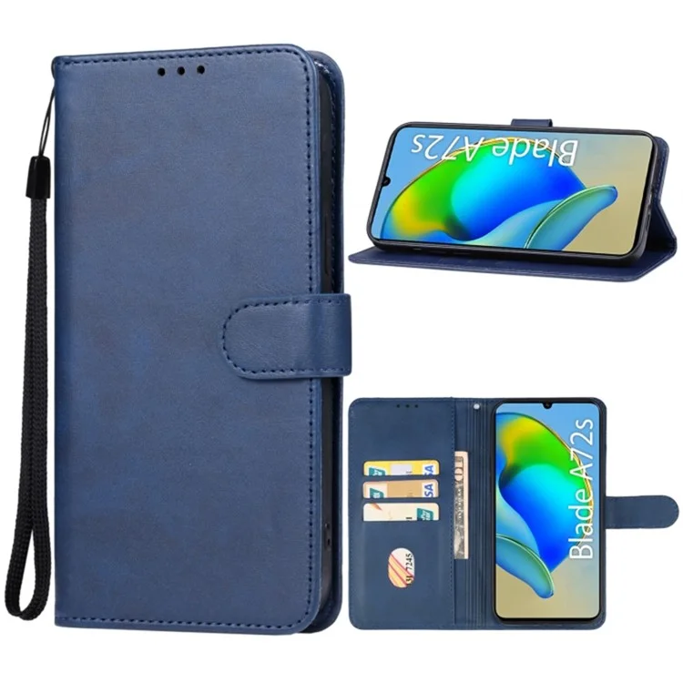 Para ZTE Blade A72s Case PU Leather Willet Flip Telephip Cover - Azul