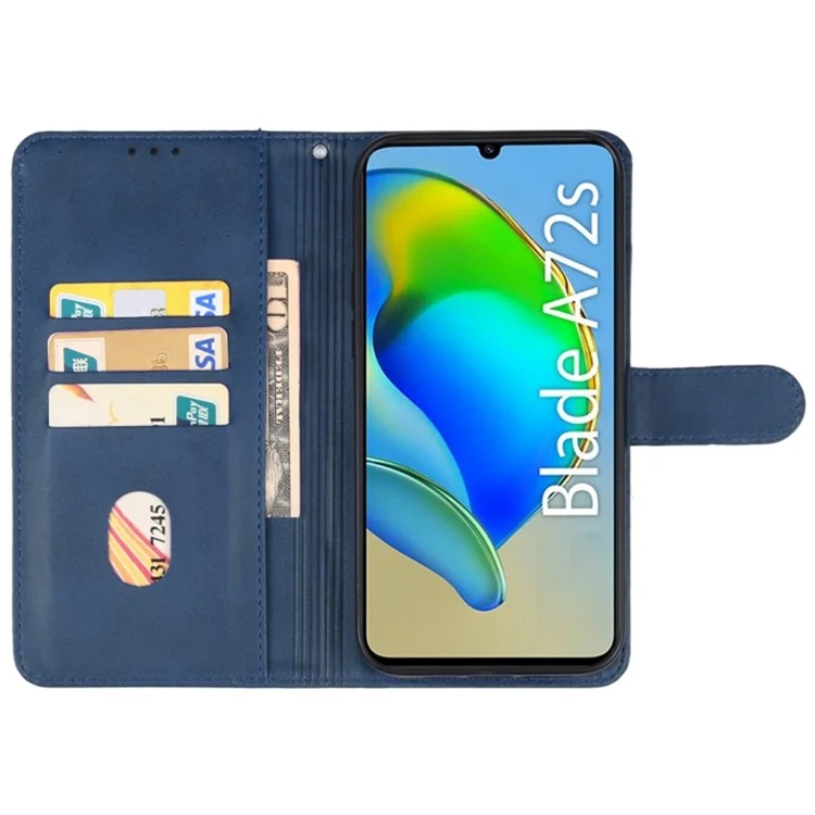 For ZTE Blade A72s Case PU Leather Wallet Flip Phone Cover - Blue