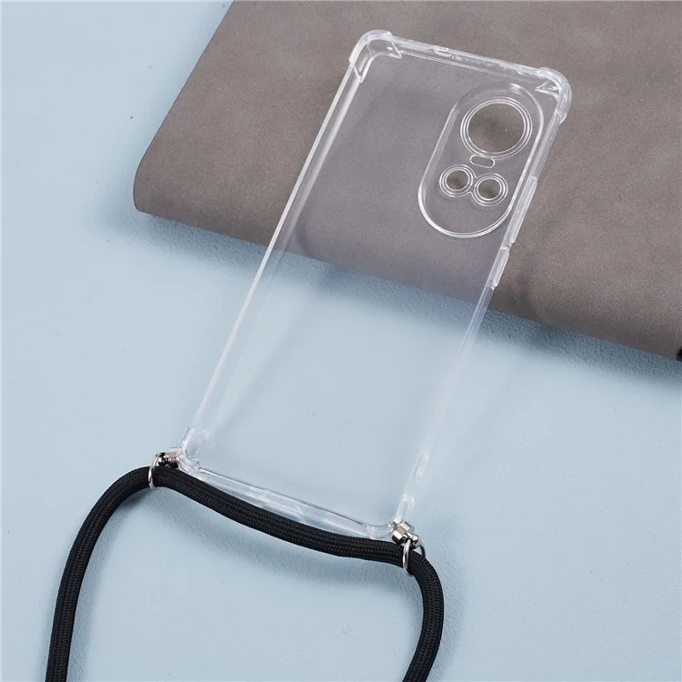 Pour Oppo Reno10 5G (Global) / Reno10 Pro 5G (Global) Étui Transparente Anti-chute TPU avec Cordon