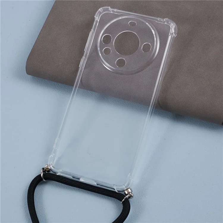 Для Huawei Mate 60 Clear Case Precise Cutout Phone TPU Cover with Lanyard