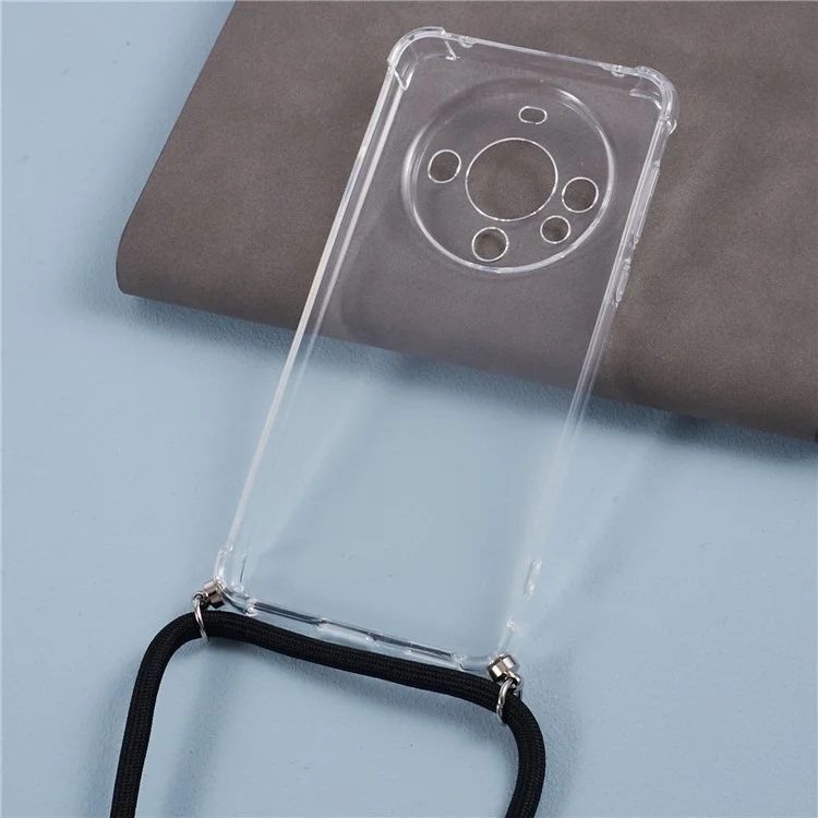 Для Huawei Mate 60 Clear Case Precise Cutout Phone TPU Cover with Lanyard