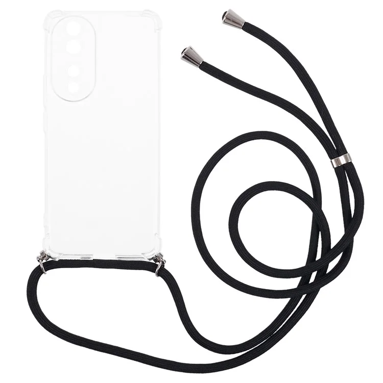 For Honor 90 Case Anti-drop Four Corner Clear TPU Phone Cover with Lanyard