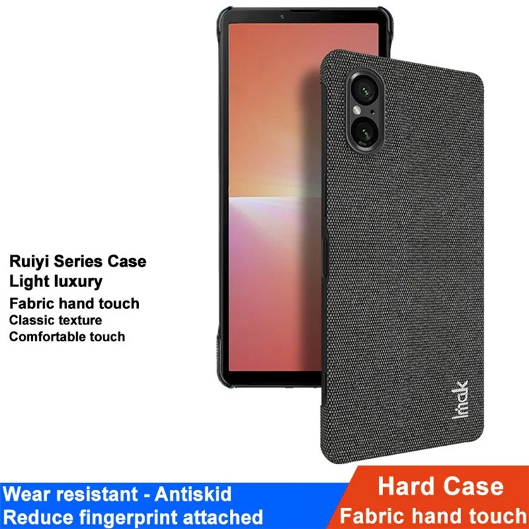 Чехол IMAK Ruiyi Series для Sony Xperia 5 V, тканевая текстура, ударопрочный PU-кожа + PC, чехол для сотового телефона - черный