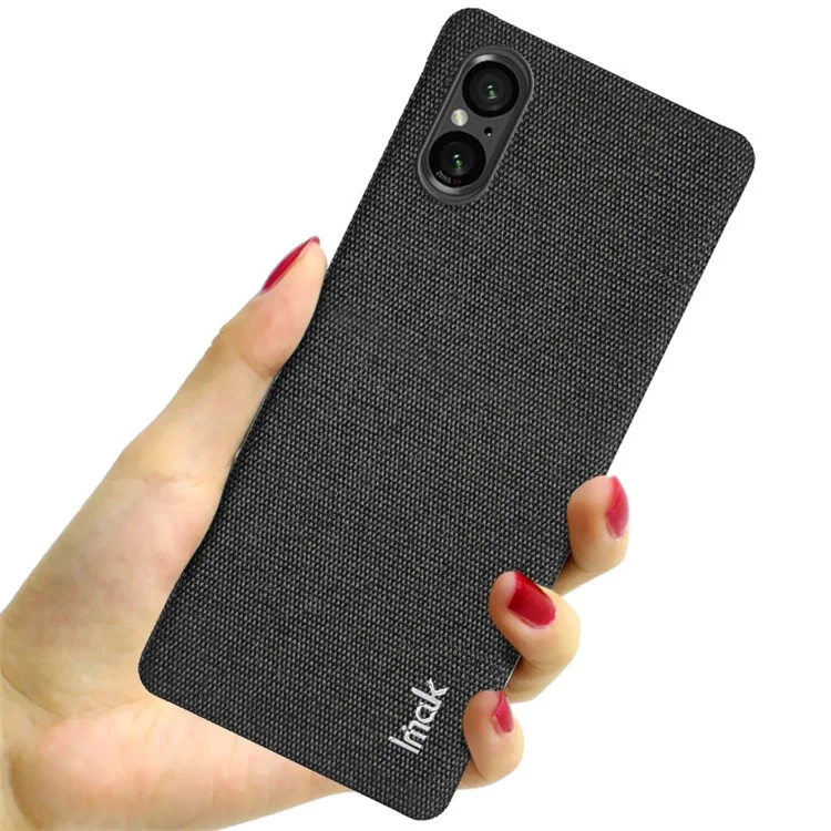 Чехол IMAK Ruiyi Series для Sony Xperia 5 V, тканевая текстура, ударопрочный PU-кожа + PC, чехол для сотового телефона - черный