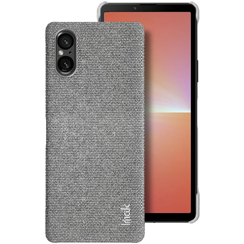 IMAK Ruiyi Series für Sony Xperia 5 V Case Cloth Texture Shell Stoßfester PU-Leder + PC Handyhülle - Hellgrau