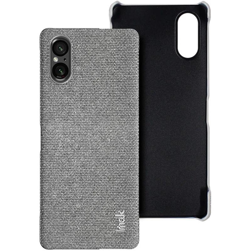 IMAK Ruiyi Series für Sony Xperia 5 V Case Cloth Texture Shell Stoßfester PU-Leder + PC Handyhülle - Hellgrau