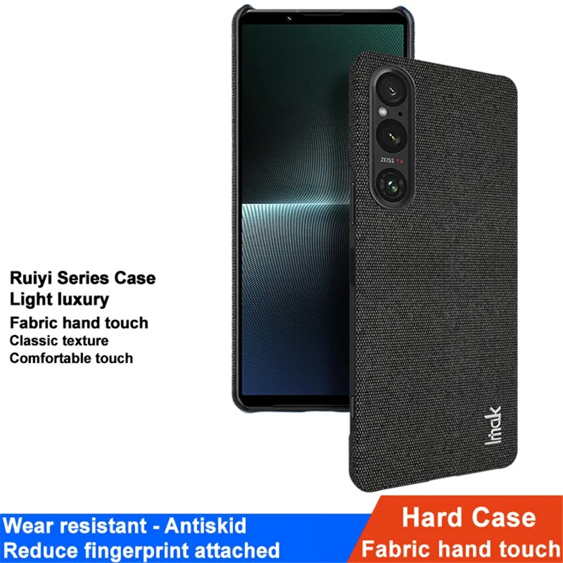 سلسلة IMAK Ruiyi لجهاز Sony Xperia 1 V، غطاء واقي من الجلد الصناعي + مادة البولي كربونات مقاوم للغبار - أسود