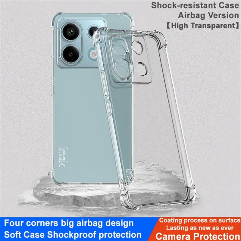 IMAK For Xiaomi Redmi Note 13 Pro 5G / Poco X6 5G Case Anti-Scratch TPU Cover Airbag Corner Anti-drop Phone Shell - Transparent