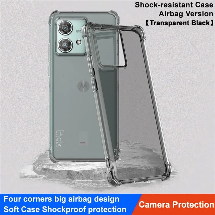 IMAK Pour Motorola Edge 40 Neo 5G Coque Étui TPU Coque Airbag Coin Téléphone Portable - Noir Transparent