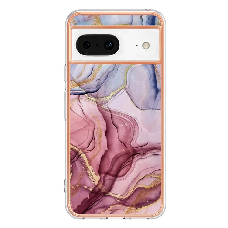 YB IMD Series-16 Style-E для чехла Google Pixel 8 Case 2.0mm TPU с электрохимическим напылением и мраморным узором - розовое золото