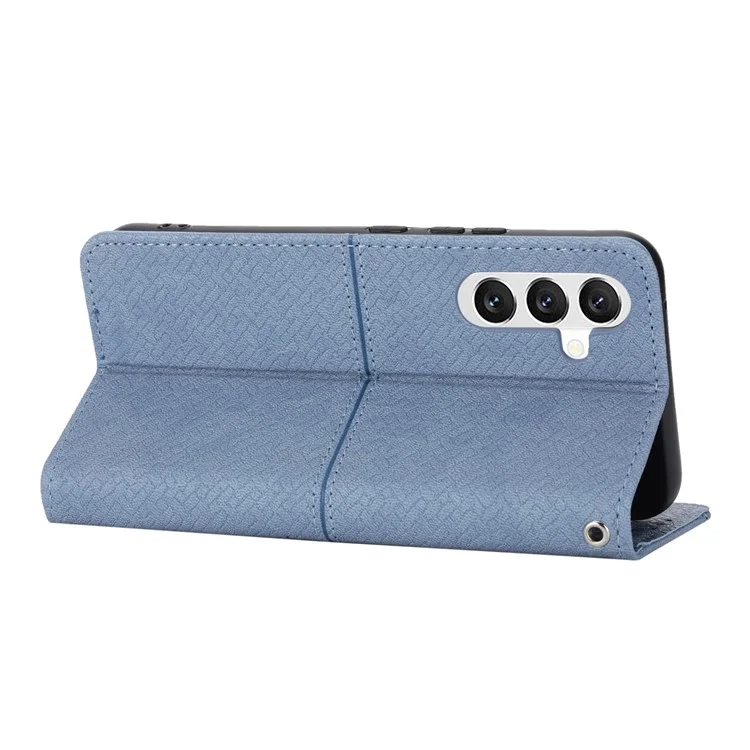 Para Samsung Galaxy A25 5G (Global) (161.0 x 76.5 x 8.3 mm) Funda Textura Trenzada Funda de Piel PU con Soporte y Correa - Gris