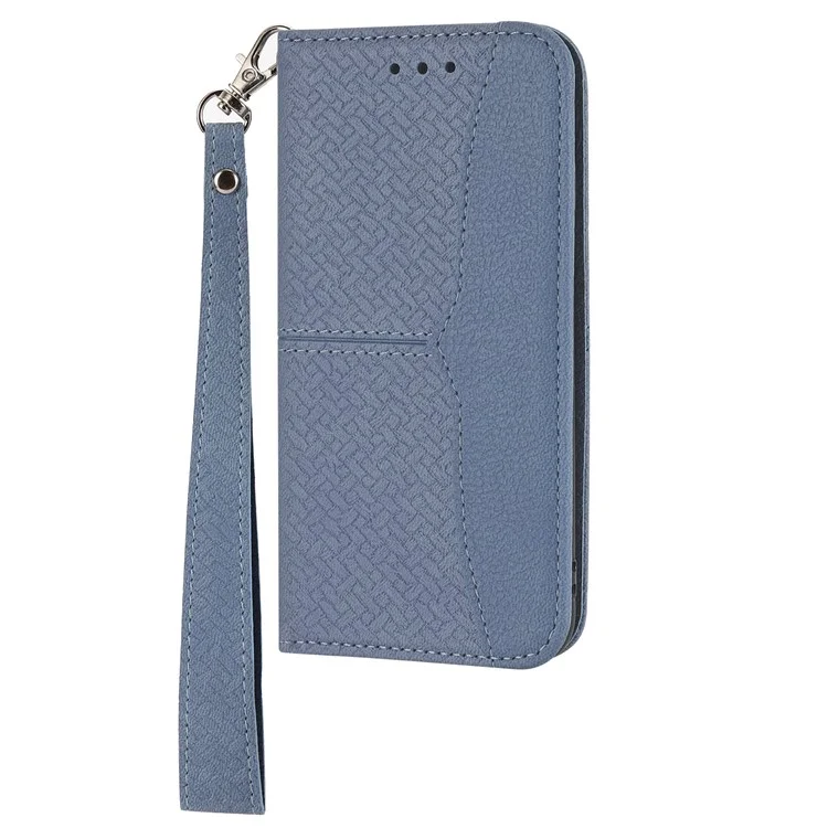 Para Samsung Galaxy A25 5G (Global) (161.0 x 76.5 x 8.3 mm) Funda Textura Trenzada Funda de Piel PU con Soporte y Correa - Gris