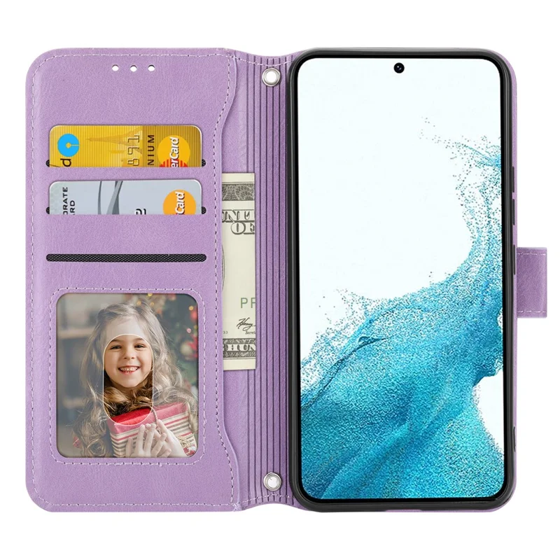Til Samsung Galaxy A25 5G (Global) (161,0 x 76,5 x 8,3 mm) Taskelæder med Rekketslås, Ståfunktion, Faldsikker Telefonlomme med 2 Remme - Lilla