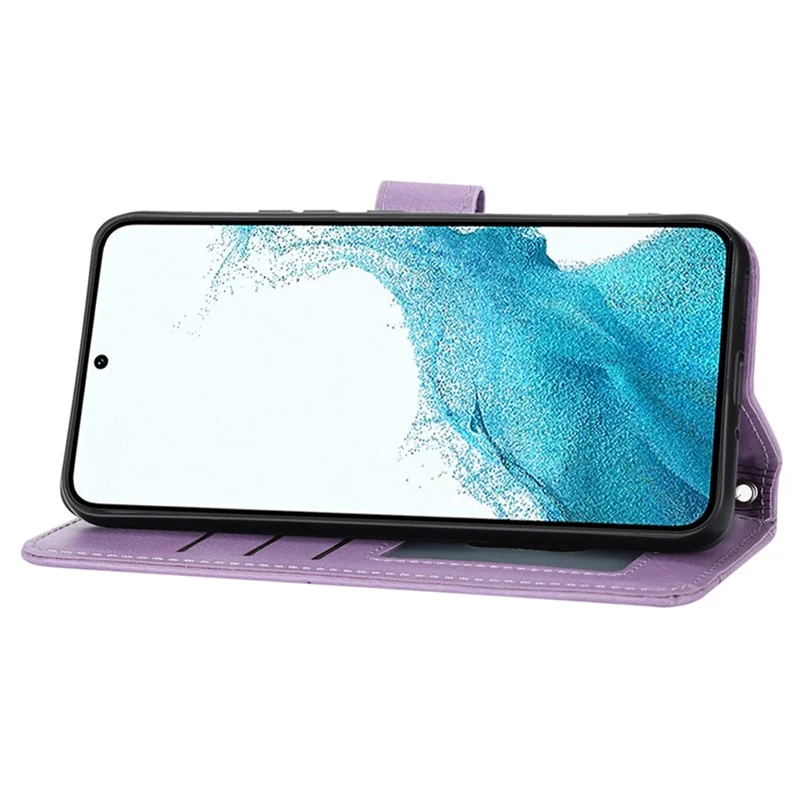 Til Samsung Galaxy A25 5G (Global) (161,0 x 76,5 x 8,3 mm) Taskelæder med Rekketslås, Ståfunktion, Faldsikker Telefonlomme med 2 Remme - Lilla