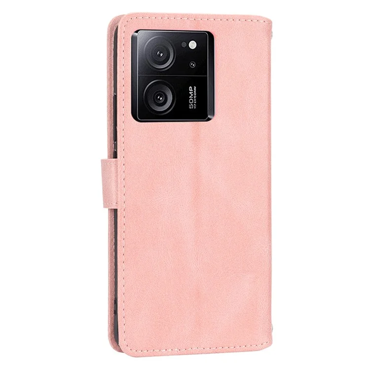 For Xiaomi Redmi K60 Ultra / 13T / 13T Pro Case Shockproof Leather Wallet Phone Cover with Long and Short Straps - Pink