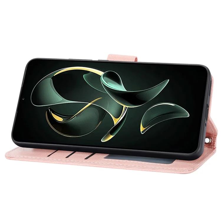 For Xiaomi Redmi K60 Ultra / 13T / 13T Pro Case Shockproof Leather Wallet Phone Cover with Long and Short Straps - Pink