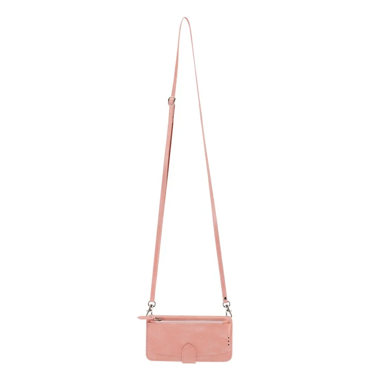 For Xiaomi Redmi K60 Ultra / 13T / 13T Pro Case Shockproof Leather Wallet Phone Cover with Long and Short Straps - Pink