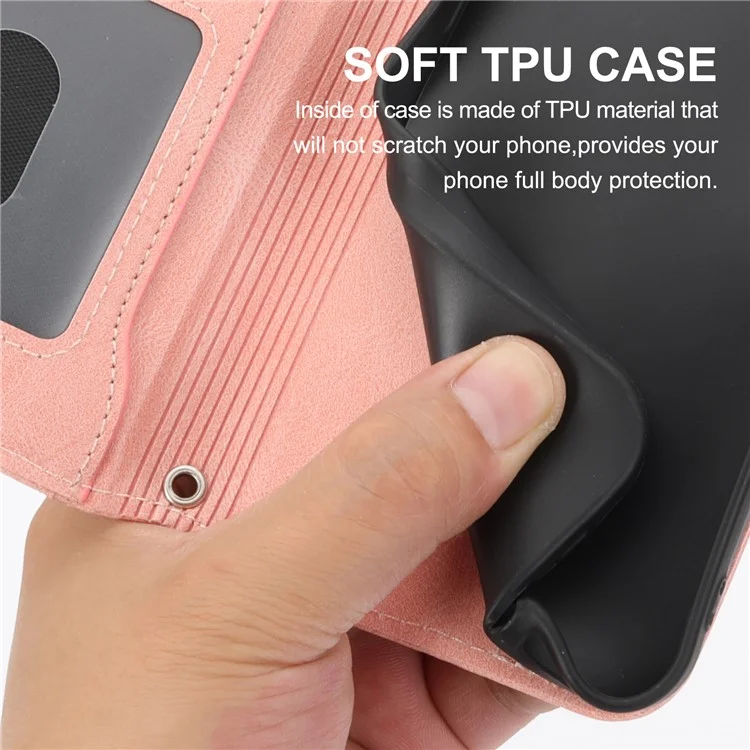 For Xiaomi Redmi K60 Ultra / 13T / 13T Pro Case Shockproof Leather Wallet Phone Cover with Long and Short Straps - Pink