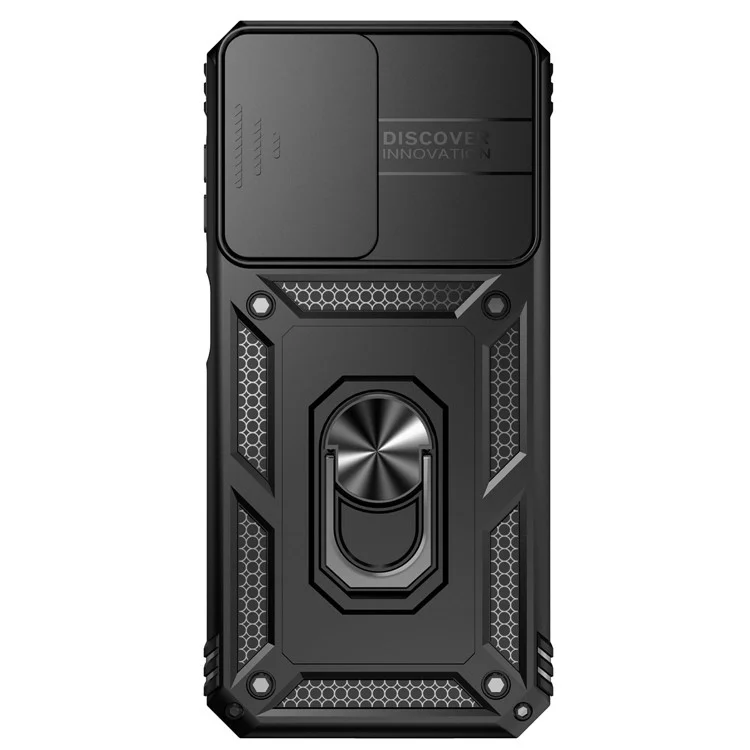 For Samsung Galaxy S23 FE Case Slide Camera Protection Kickstand Phone Cover - Black