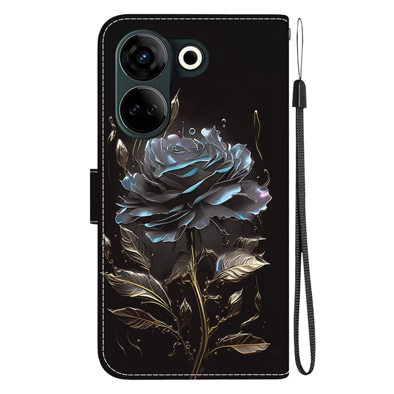 Para Tecno Camon 20 4G / 20 Pro 4g Capa de Couro de Couro Tampa do Telefone - Rosa Preta