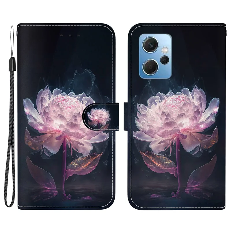 For Xiaomi Redmi Note 12 4G Case Anti-drop Wallet Leather Cover - Purple Peony