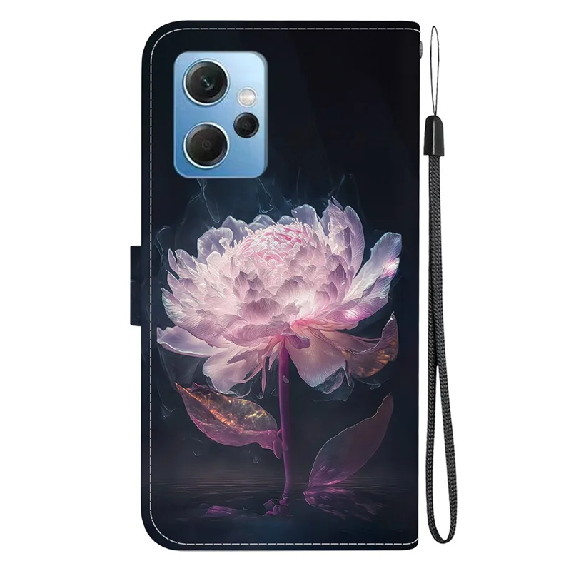 For Xiaomi Redmi Note 12 4G Case Anti-drop Wallet Leather Cover - Purple Peony