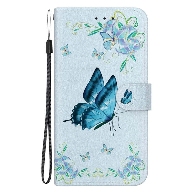 For Xiaomi Redmi Note 12S 4G Case Wallet Stand Mobile Phone Cover - Blue Butterfly Flower