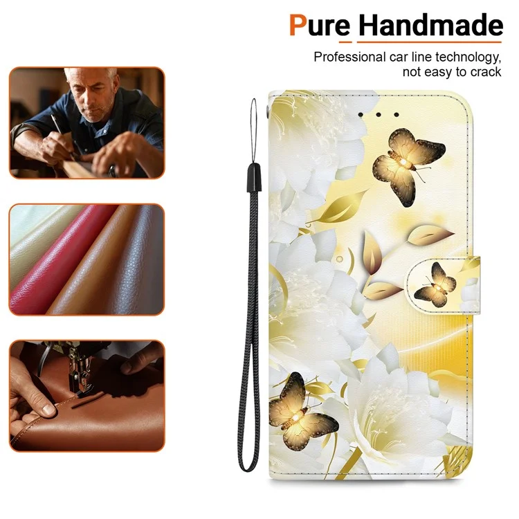 For Honor 90 Lite 5G / X50i 5G Case Pattern Printing Anti-drop Phone Cover - Gold Butterfly Flower