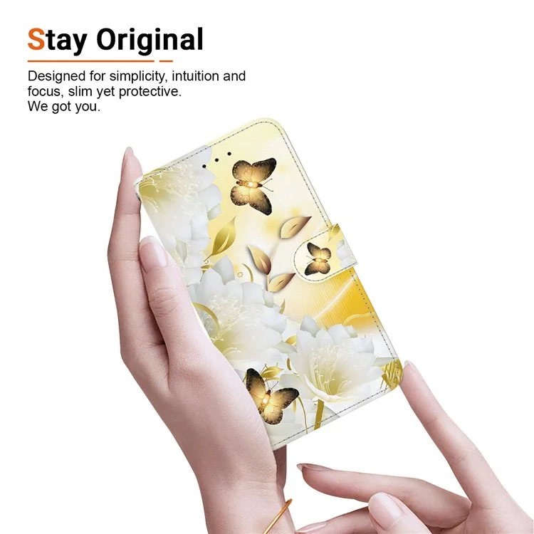 For Honor 90 Lite 5G / X50i 5G Case Pattern Printing Anti-drop Phone Cover - Gold Butterfly Flower