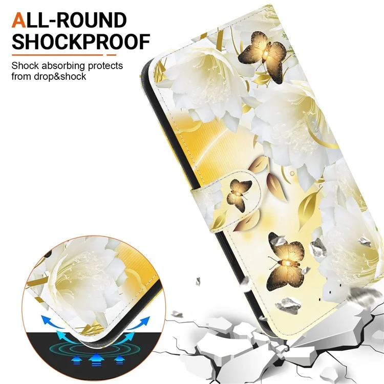 For Honor 90 Lite 5G / X50i 5G Case Pattern Printing Anti-drop Phone Cover - Gold Butterfly Flower