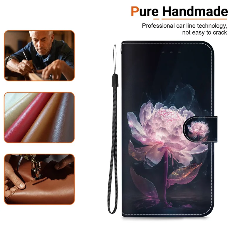 For Sony Xperia 10 V Case Pattern Printed PU Leather Protective Phone Cover - Purple Peony