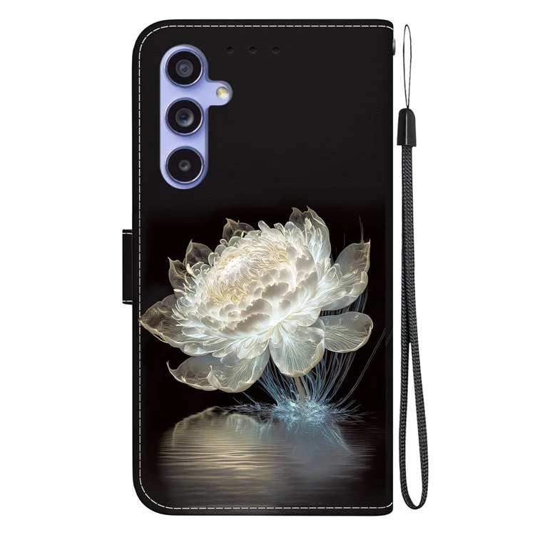 For Samsung Galaxy S23 FE Case PU Leather Pattern Printing Folio Phone Cover - Crystal Peony