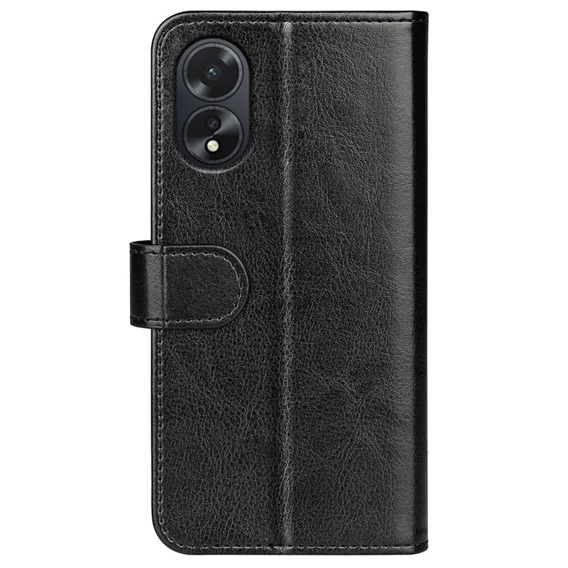 Per Oppo A38 4G Case Stand Wallet PU Leather Phone Cover Crazy Horse Texture Shell - Nero