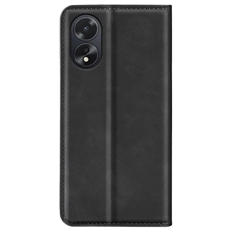 Für Oppo A38 4G Smartphone-Hülle PU-Leder Brieftasche Ständer Stoßfeste Skin-Touch-Gefühl Abdeckung - Schwarz