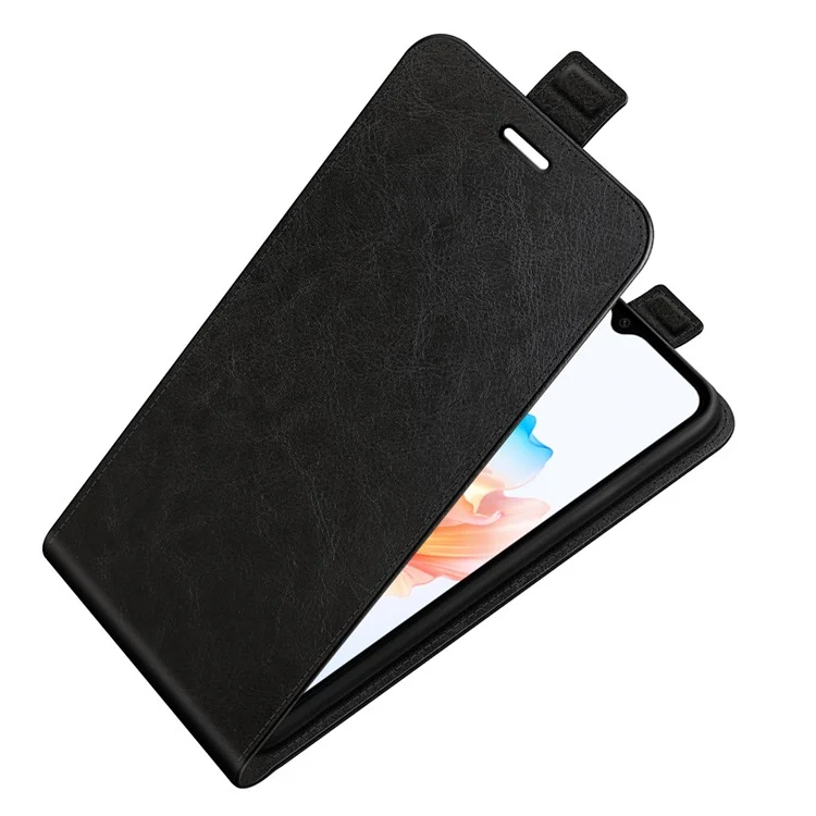 Для Oppo A38 4G Чехол Слот для карты Телефонная раковина Crazy Horse Texture Leather Phone Cover - Black